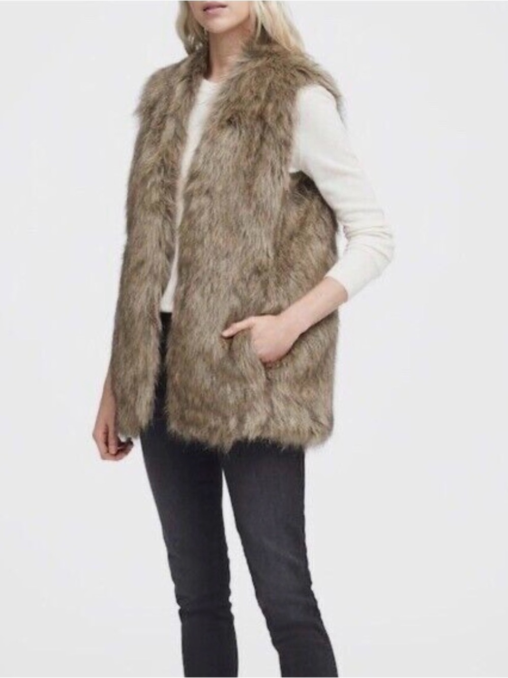 Banana Republic Multicolor Faux Fur Vest XS NWT